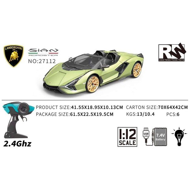 TEC-TOY - Lamborghini Sian R/C 1:12 - Green (471303)