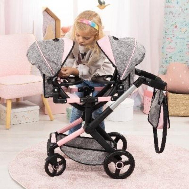 Bayer - Dolls Twin Pram Xeo - Grey (26733AA)