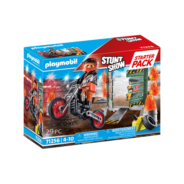 Playmobil - Starter Pack Stunt Show Motorcycle with Fire Wall (71256)