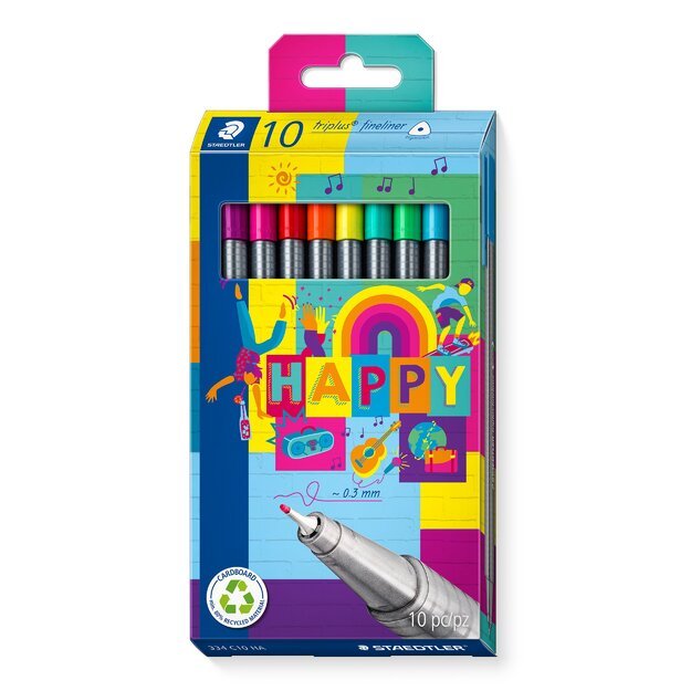 Staedtler - Triplus Fineliner Happy, 10 pcs (334 C10 HA)