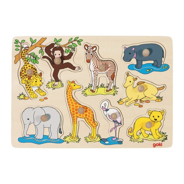 GOKI - Farm VI & African baby animals, Lift-out puzzle (1240248/1240242)