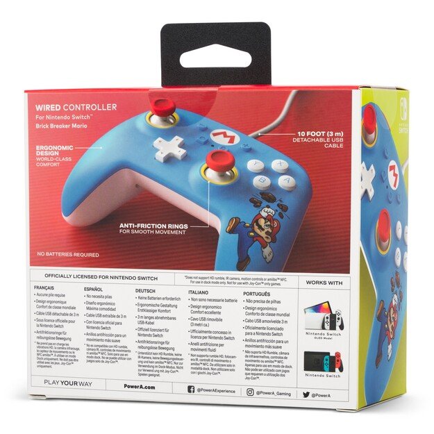 PowerA Wired Controller - Brick Breaker Mario /Nintendo Switch