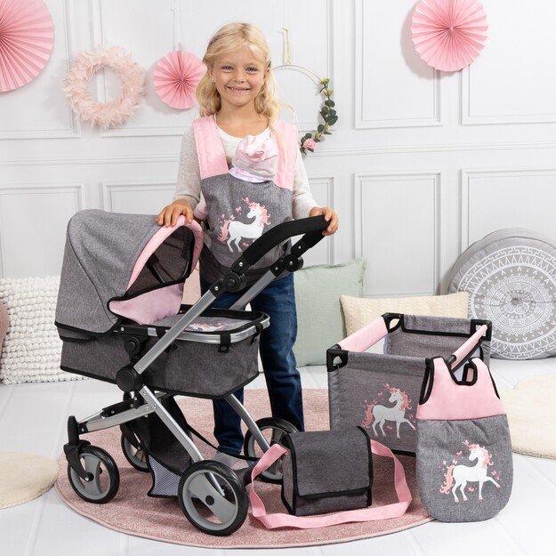 Bayer - Dolls Pram Playset - Rosa / Grey (18333AC)