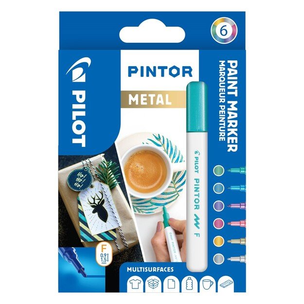 Pilot - Pintor Marker Fine Metal Mix 6 colors (Fine Tip)