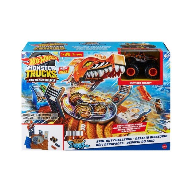 Hot Wheels - Monster Trucks Arena Smashers Tiger Shark Spin-Out Challenge (HNB93)