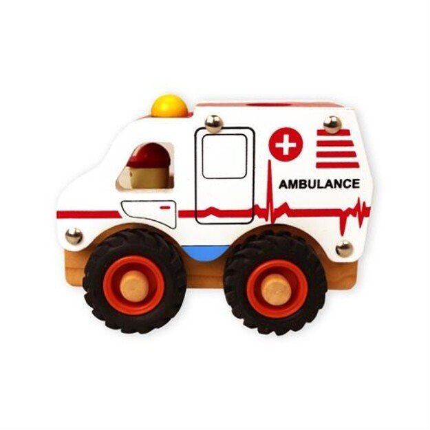 Magni - Wooden ambulance with rubber wheels (2626)