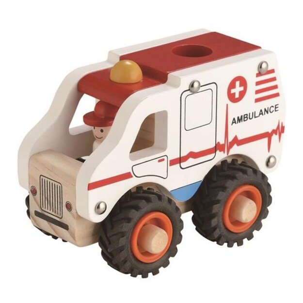 Magni - Wooden ambulance with rubber wheels (2626)