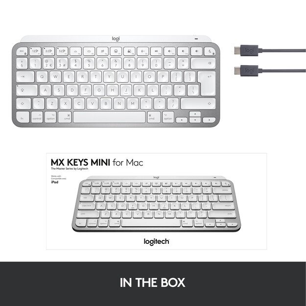 Logitech - MX Keys Mini For Mac Minimalist Wireless Illuminated Keyboard - Nordic Layout