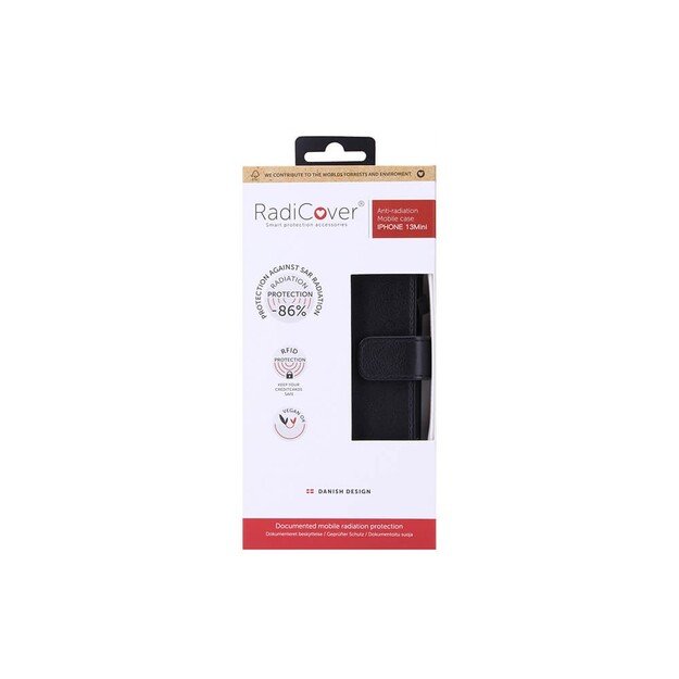 RadiCover - Radiationprotected Mobilewallet iPhone - iPhone 13 Mini Flipcover Black