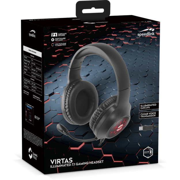 Speedlink - VIRTAS Illuminated 7.1 Gaming Headset, black