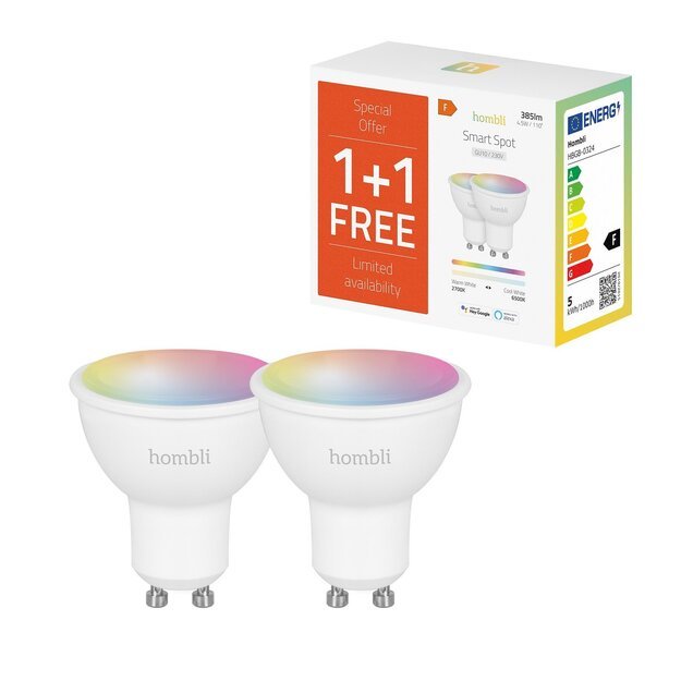 Hombli - Smart Spot 5W RGB & CCT (GU10) V2, Promo Pack