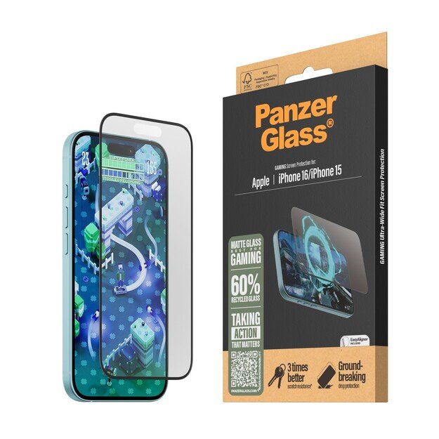 PanzerGlass - Gaming Screen Protection - iPhone 16 - Ultra Wide Fit