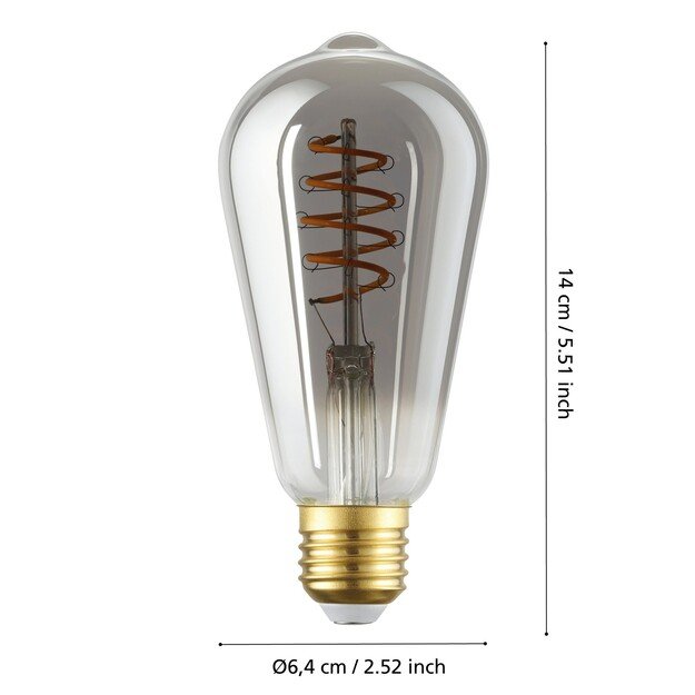 EGLO - E27 ST64 spiral, smoke - Warm white - Zigbee, Bluetooth