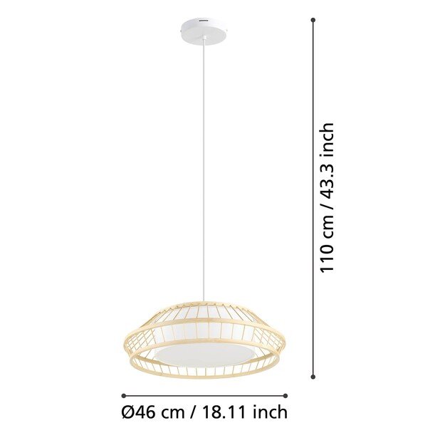 EGLO - Yuku-Z pendant lamp bamboo Ø46 - RGB + TW - Zigbee, Bluetooth