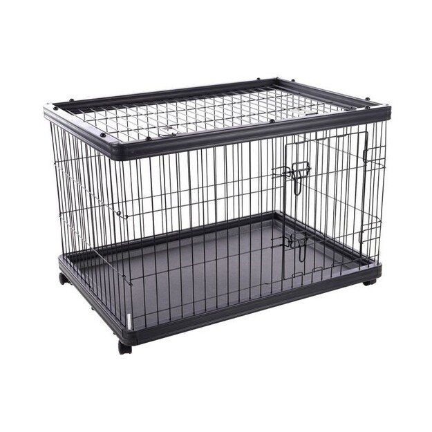 FLAMINGO - Dogkennel on Wheels Pasy - Black - 97,5 x 66.5 x 69cm