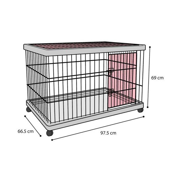 FLAMINGO - Dogkennel on Wheels Pasy - Black - 97,5 x 66.5 x 69cm