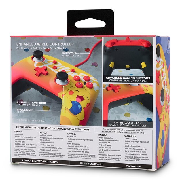 PowerA NSW ENH Wired Controller - Oran Berry Pikachu /Nintendo Switch