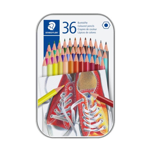 Staedtler - Coloured pencil hexagonal in metal boks, 36 pc (175 M36)