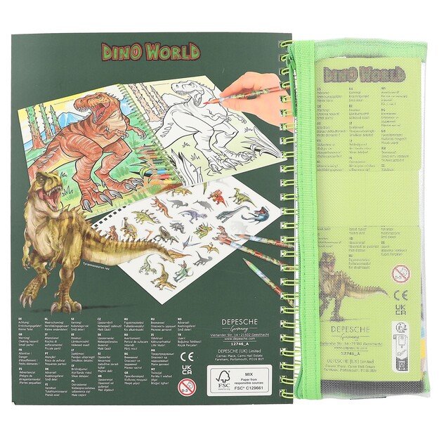 Dino World - Colouring Book with Coloured Pencils - (412746)