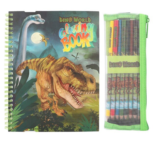 Dino World - Colouring Book with Coloured Pencils - (412746)