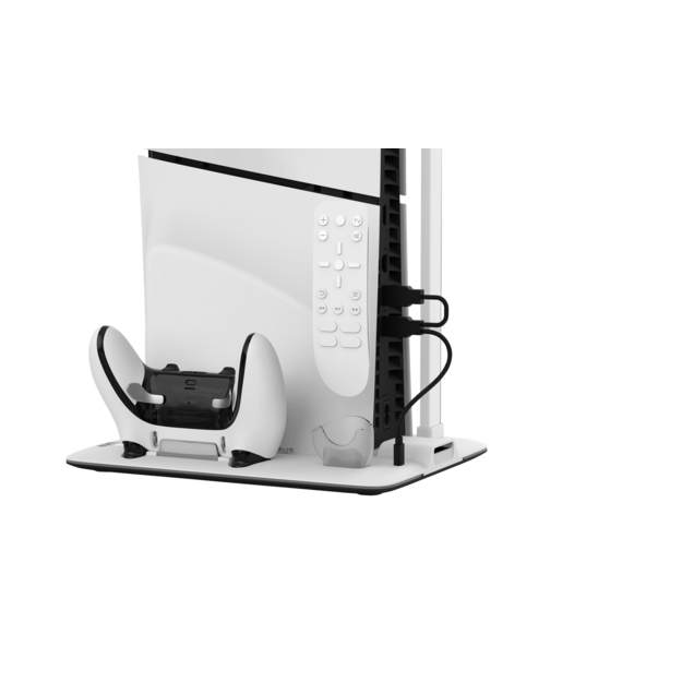 IMP DLX Stand - Charges Controllers(inc. Edge), 3sp Fan w. game, headset and remote store