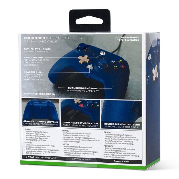 PowerA Enhanced Wired Controller - Xbox Series X/S - Midnight Blue