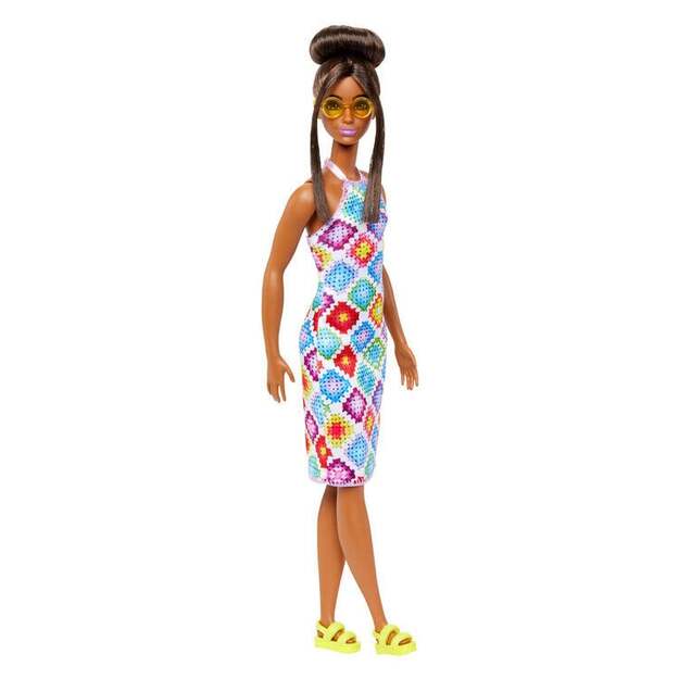 Barbie - Fashionista Doll - With Bun And Crochet Halter Dress (HJT07)