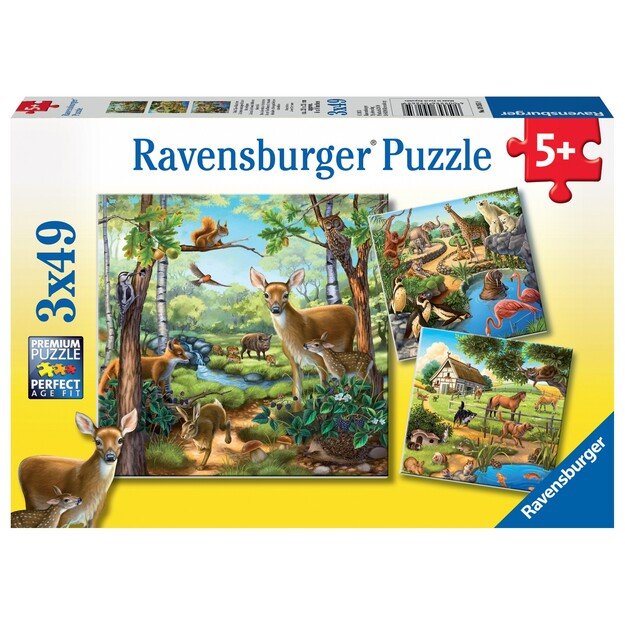 Ravensburger - Forest/Zoo/Dom.Animals - 3x49p - 09265