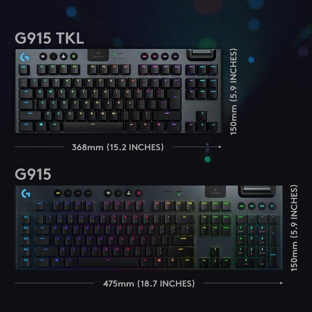 Logitech - G915 TKL Clicky Gaming Keyboard - Nordic Layout