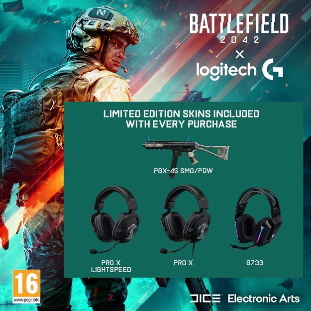 Logitech - PRO X Wireless LIGHTSPEED Gaming Headset +Battlefield PC SKIN bundle