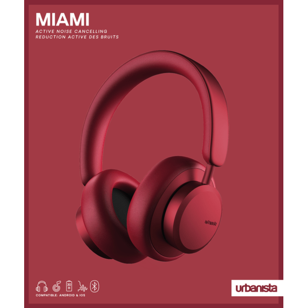 Urbanista - Miami Ruby Red Wireless ANC Headphones