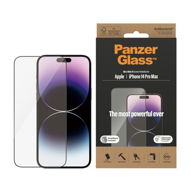 PanzerGlass - Screen Protector Apple iPhone 14 Pro Max - Ultra-Wide Fit w. EasyAligner