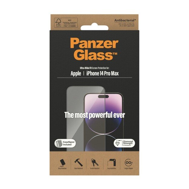 PanzerGlass - Screen Protector Apple iPhone 14 Pro Max - Ultra-Wide Fit w. EasyAligner