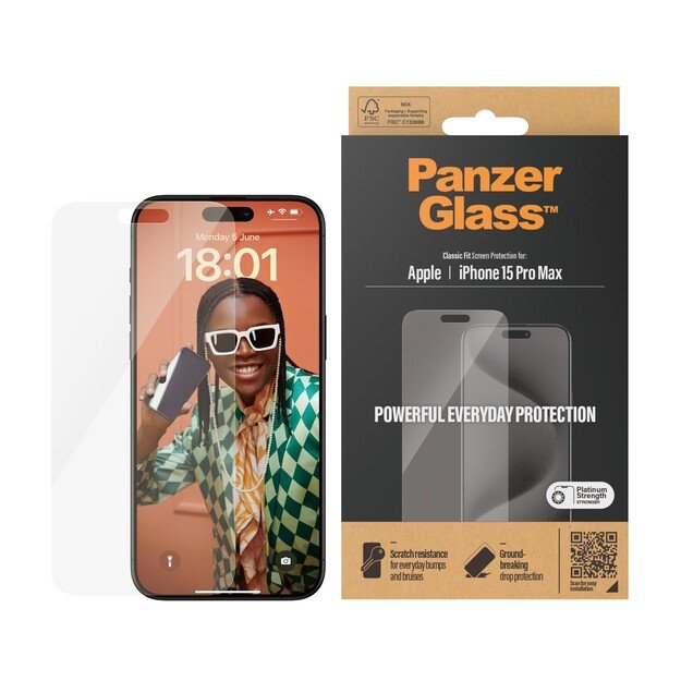 PanzerGlass - Screen Protector iPhone 15 Pro Max - Classic Fit