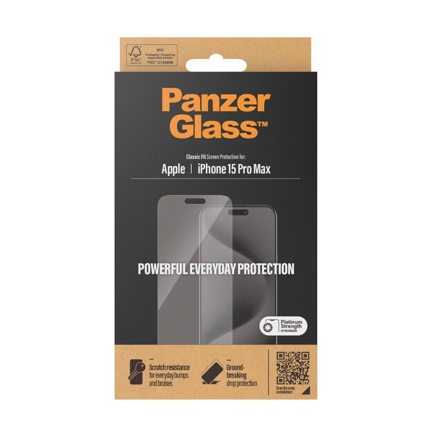 PanzerGlass - Screen Protector iPhone 15 Pro Max - Classic Fit