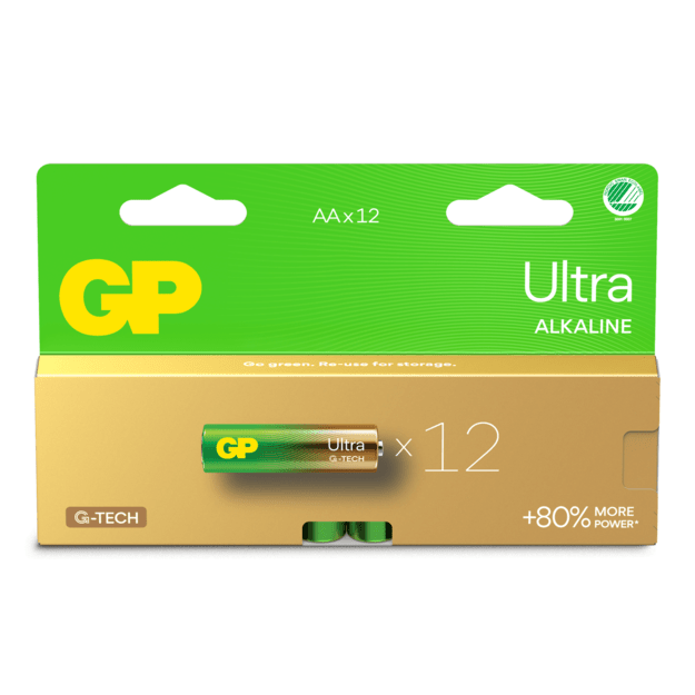 GP - Ultra Alkaline Battery, Size AA, 15AU/LR6, 1.5V, 12-pack