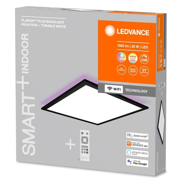 Ledvance - Smart+ Planon Plus Backlite 45x45cm 1800lm RGBTW - Black