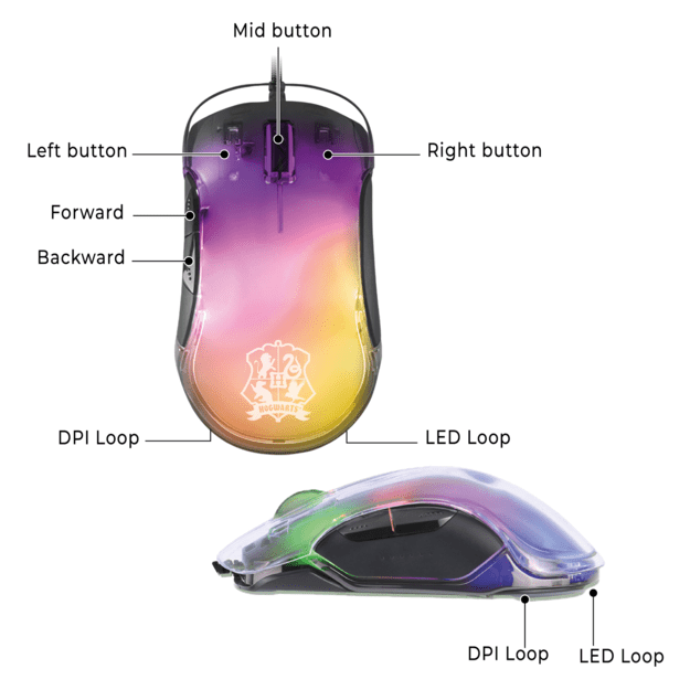 Trade Invaders - Harry Potter - Wired RGB Lightweight Gaming Mouse