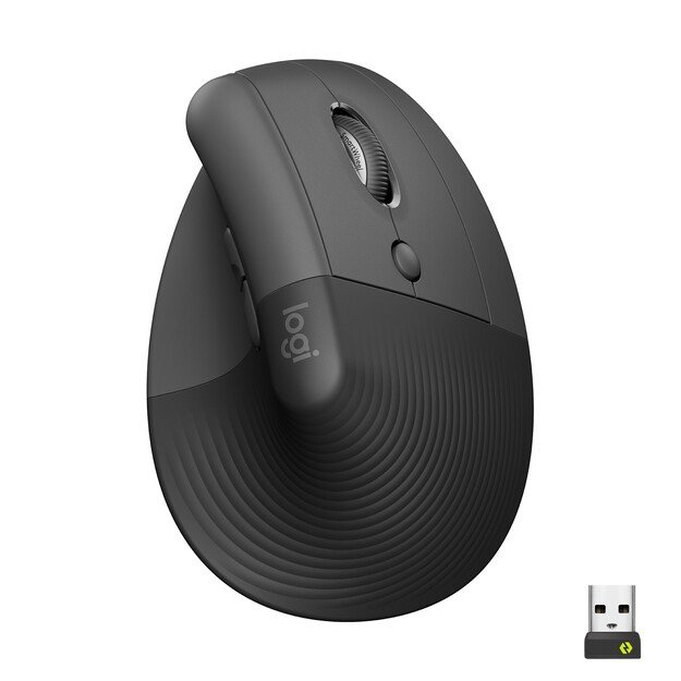 Logitech - Lift Right Vertical Ergonomic Mouse, Graphite/Black