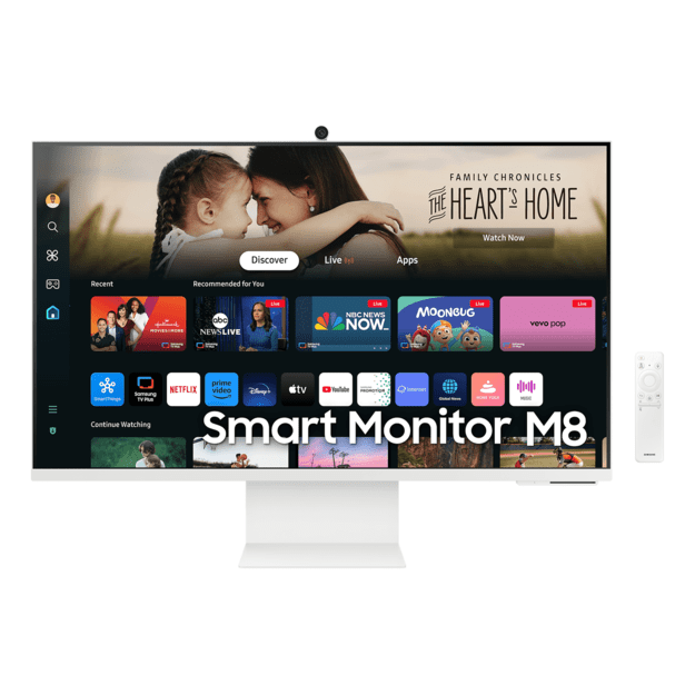 Samsung - Smart Monitor M8 32” 4K VA 3840 x 2160 60Hz, 4ms, USB HUB, web-cam HDMI, USB-C PD 65W Tilt