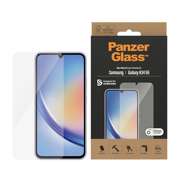 PanzerGlass - Screen Protector Samsung Galaxy A34 5G - Ultra-Wide Fit