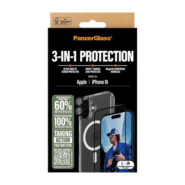 PanzerGlass - iPhone  16 6.1'' 3-in-1 Protection Bundle