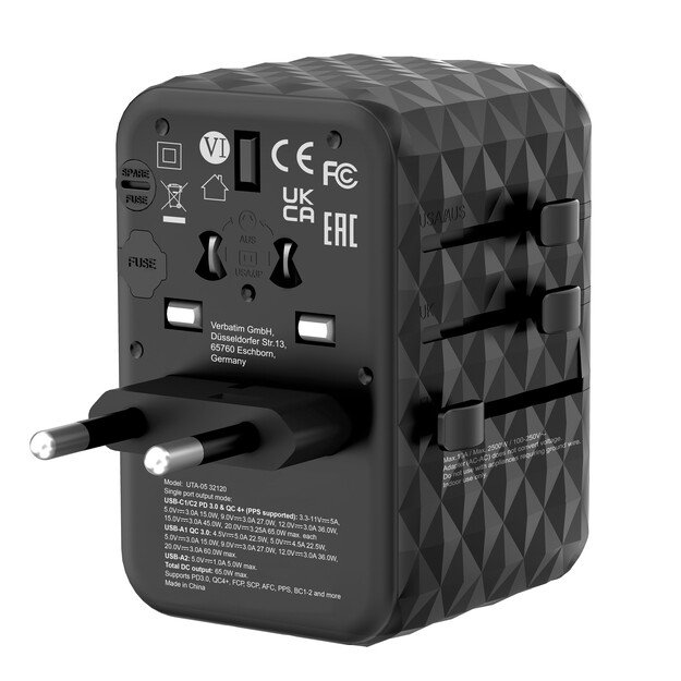 Verbatim - GaN III Universal Travel Adapter UTA-05 PD65W QC 4+