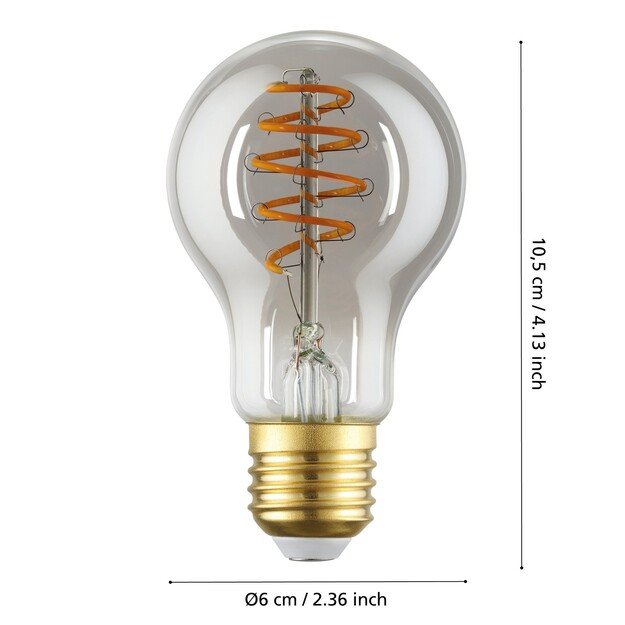 EGLO - E27 A60 spiral, smoke - Warm white - Zigbee, Bluetooth