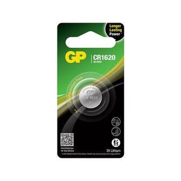 GP - Lithium Cell Battery CR1620, 3V, 1-pack