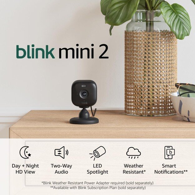 Blink - Mini 2 Smart Indoor Wireless Security Camera Black