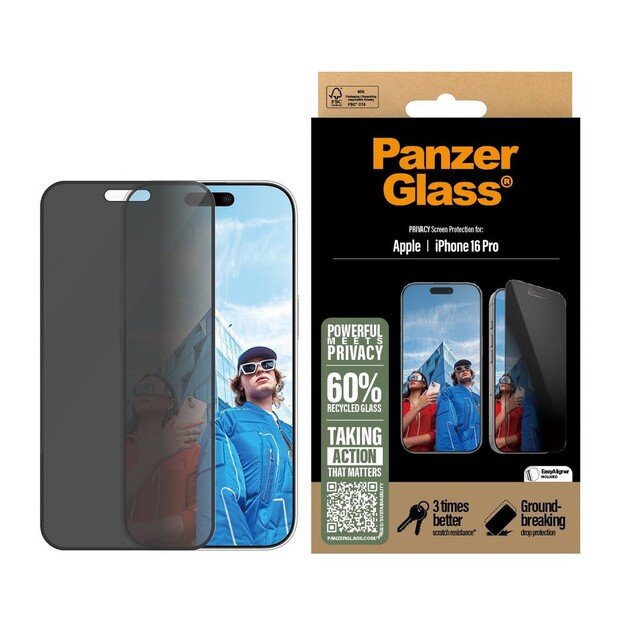 PanzerGlass - Screen Protection Privacy - iPhone 16 Pro - Ultra Wide Fit