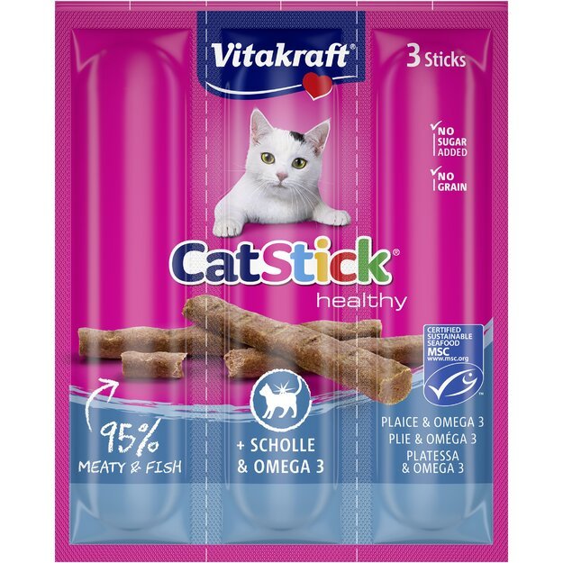 Vitakraft - Cat Stick Plaice&Omega 3 MSC,3pc,Cat