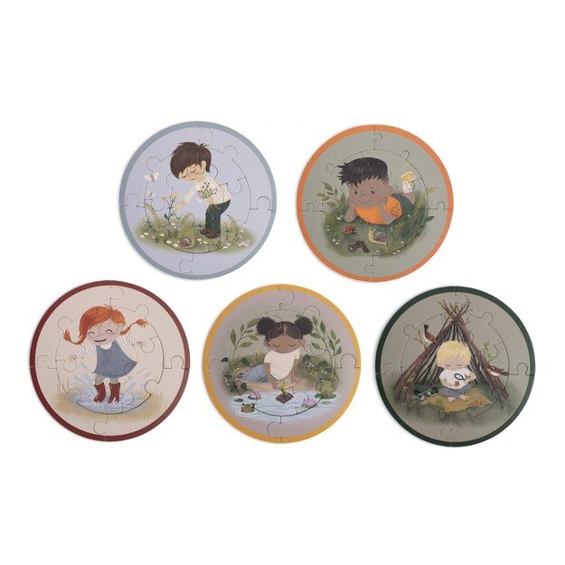 Filibabba - Set of 5 round puzzles - Small adventurers - (FI-03321)