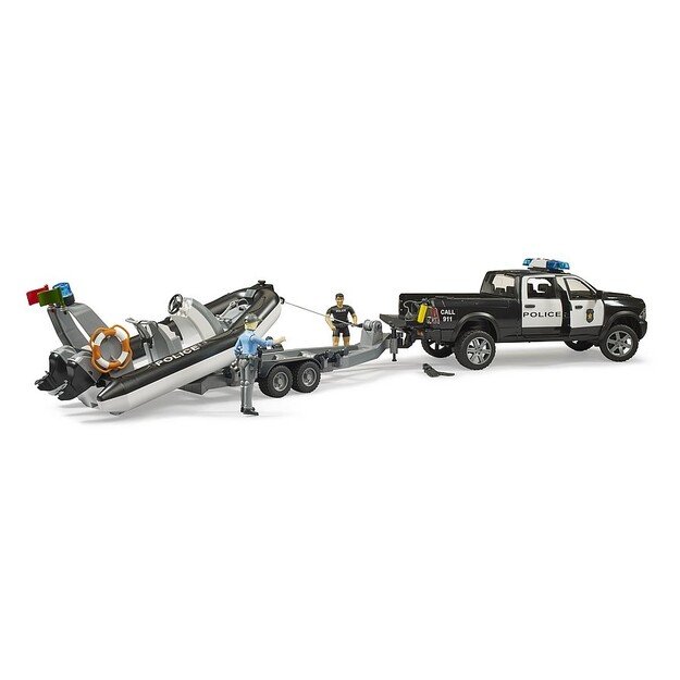 Bruder - RAM 2500 Police Pickup with L+S Module, trailer and boat (02507)